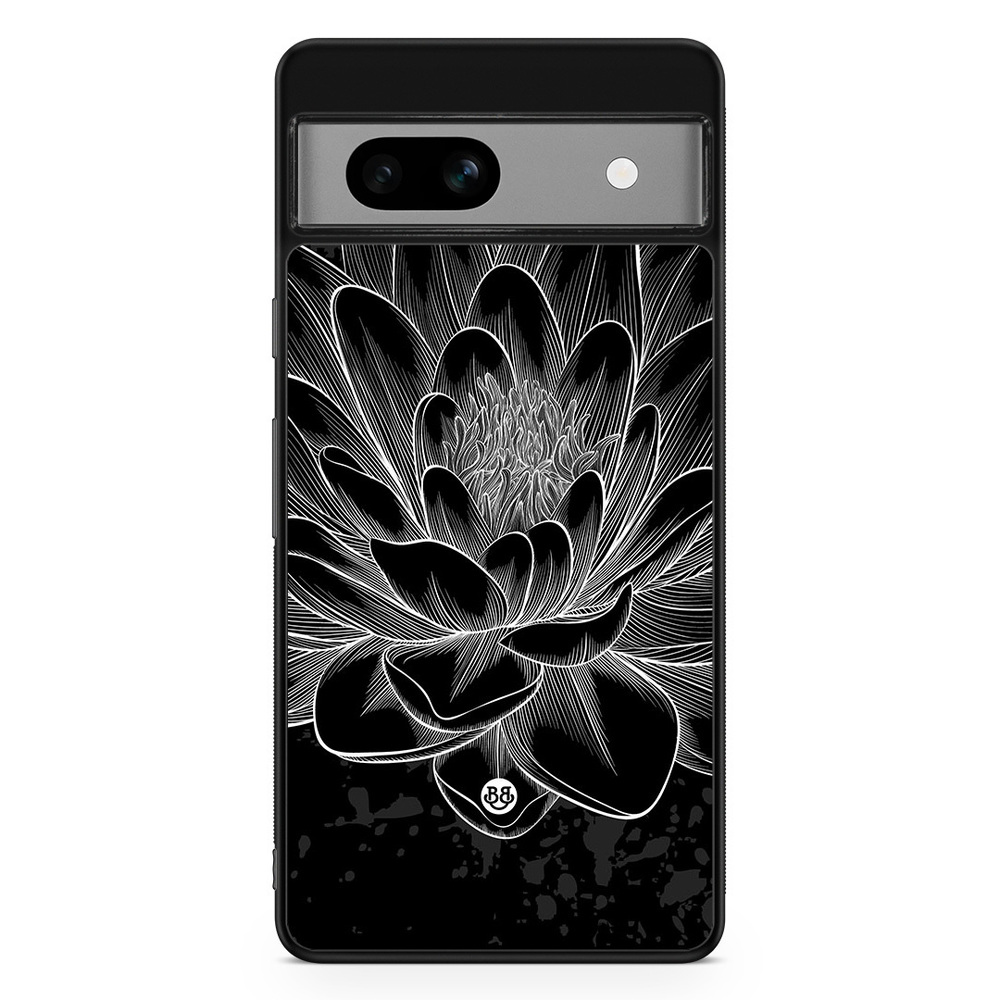 Google Pixel 7a Case - Black/White Lotus