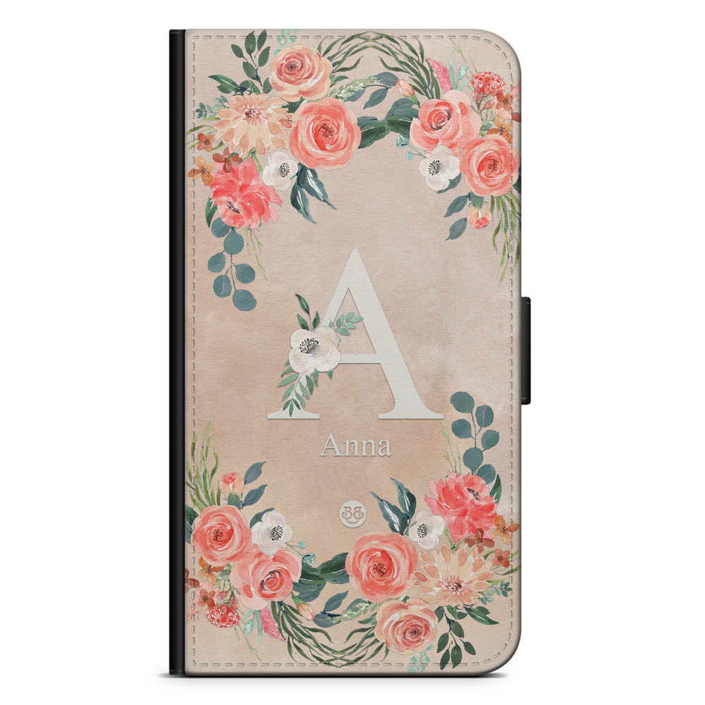 Samsung Galaxy S6 Wallet Case Custom - Monogram Sand