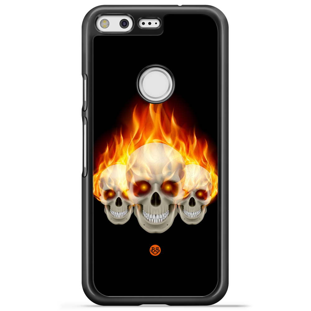 Google Pixel Case - Flames Skulls