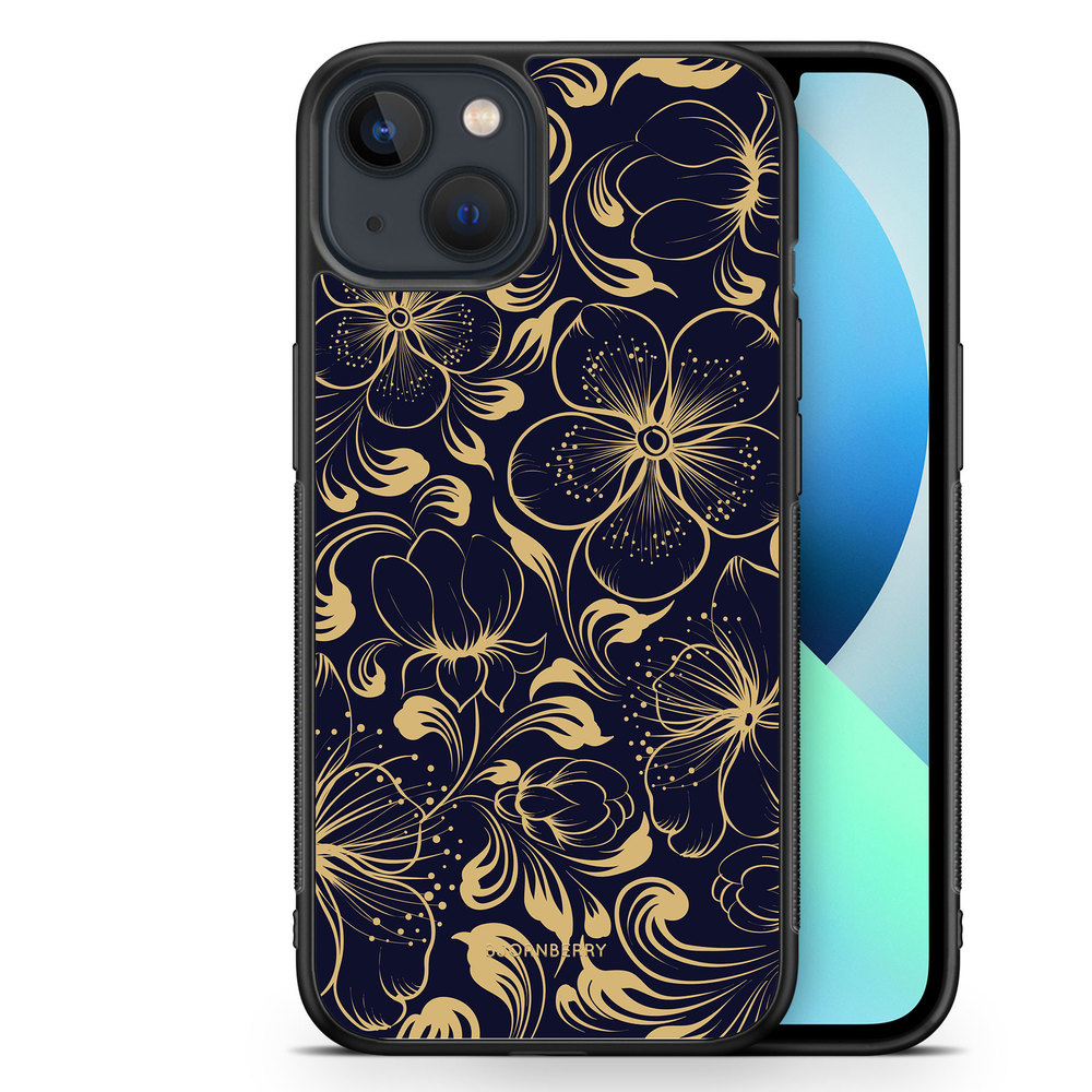 iPhone 13 Mini Case - Dark Blue Flowers
