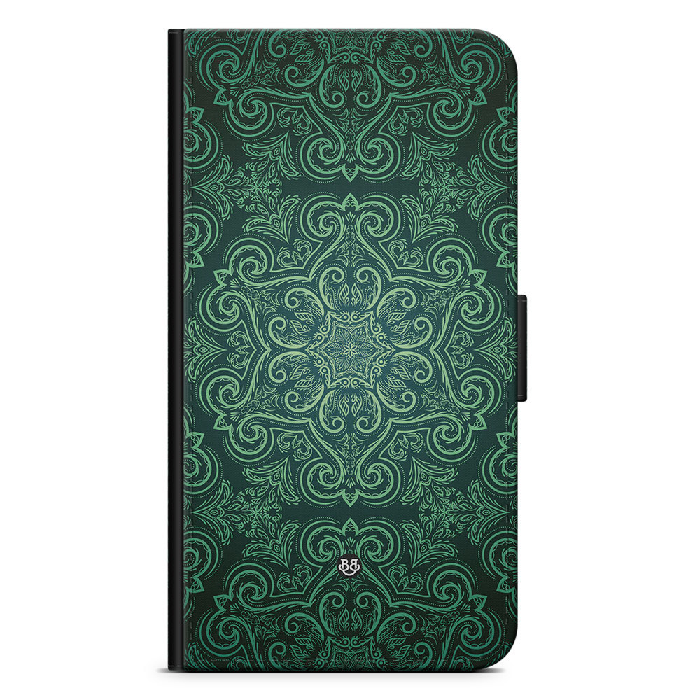 Motorola Moto E40 Wallet Case - Green Retro Pattern