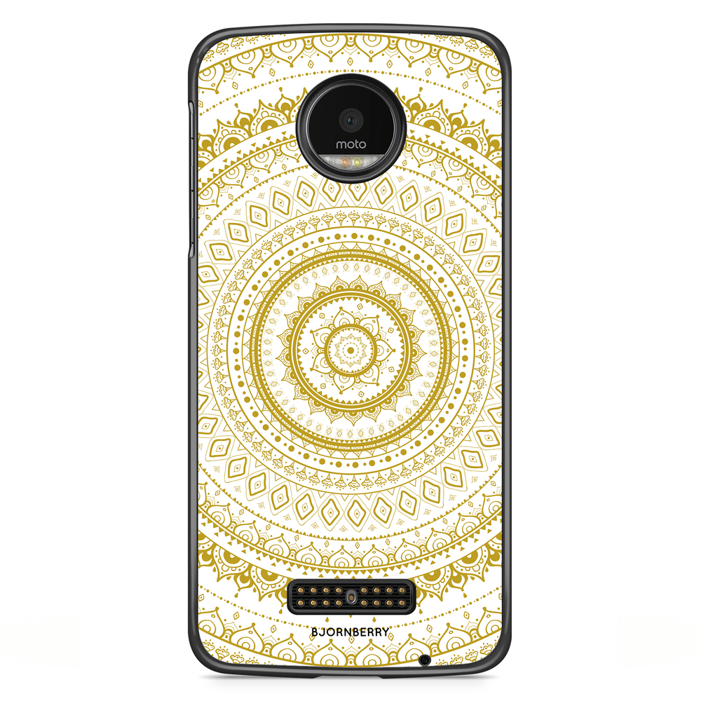Moto Z2 Play Case - Vit Guld Mandala