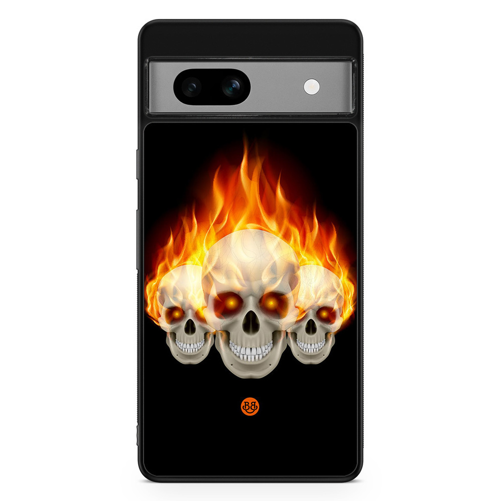 Google Pixel 7a Case - Flames Skulls