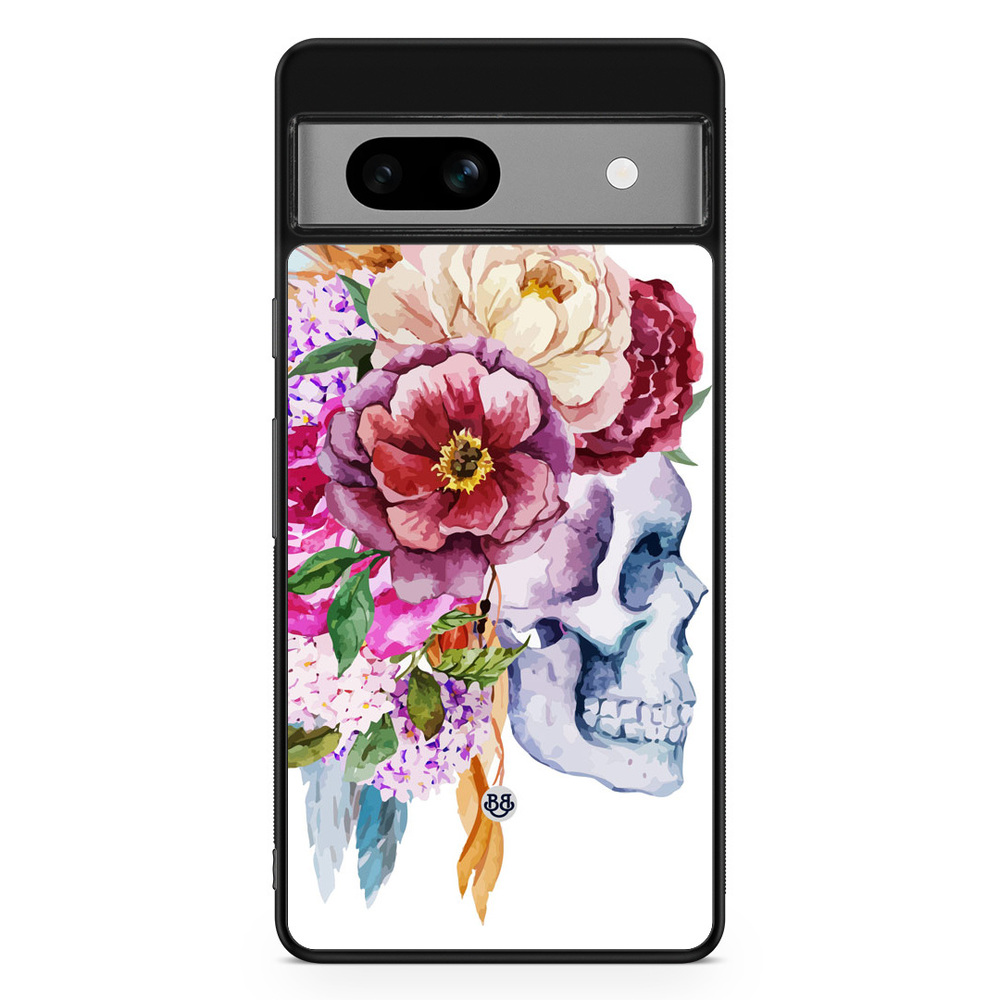 Google Pixel 7a Case - Skull & Flowers