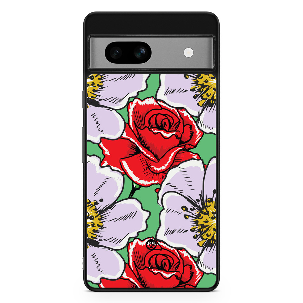 Google Pixel 7a Case - Red & White Floral