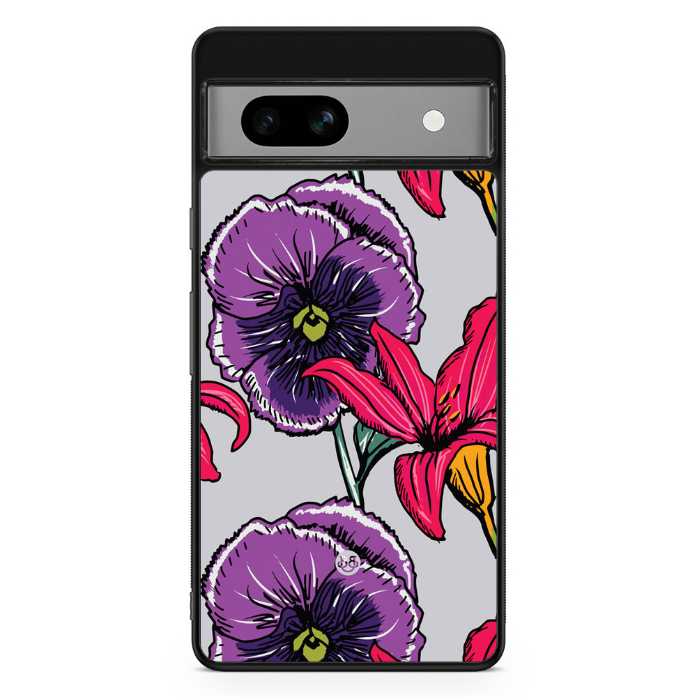 Google Pixel 7a Case - Purple/Cerise Floral