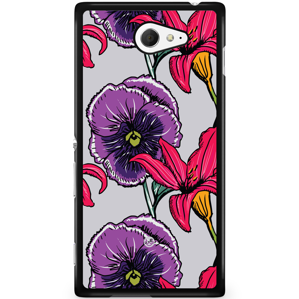 Sony Xperia M2 Aqua Case - Purple/Cerise Floral