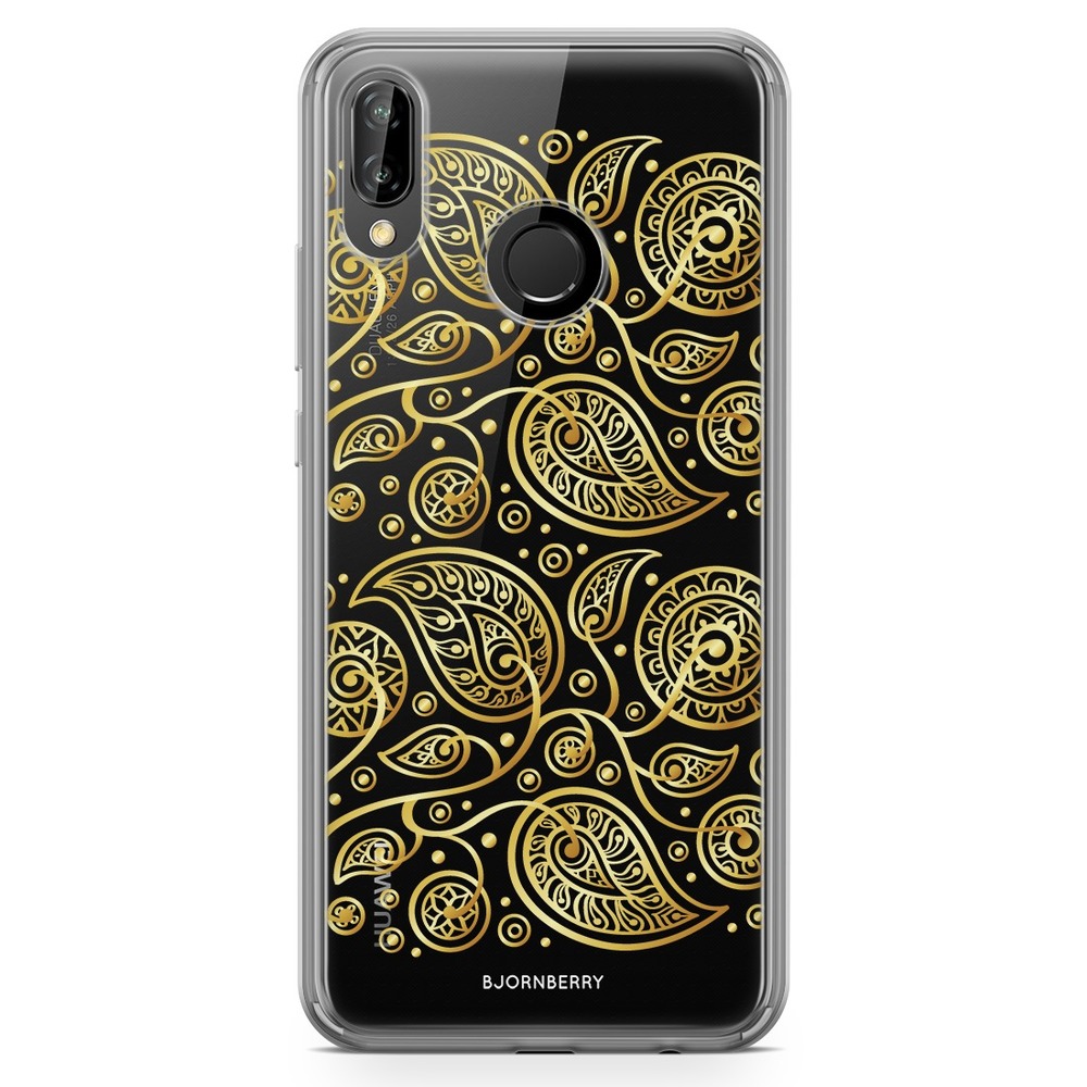 Huawei P20 Lite Fashion Skal - Guld Blommor