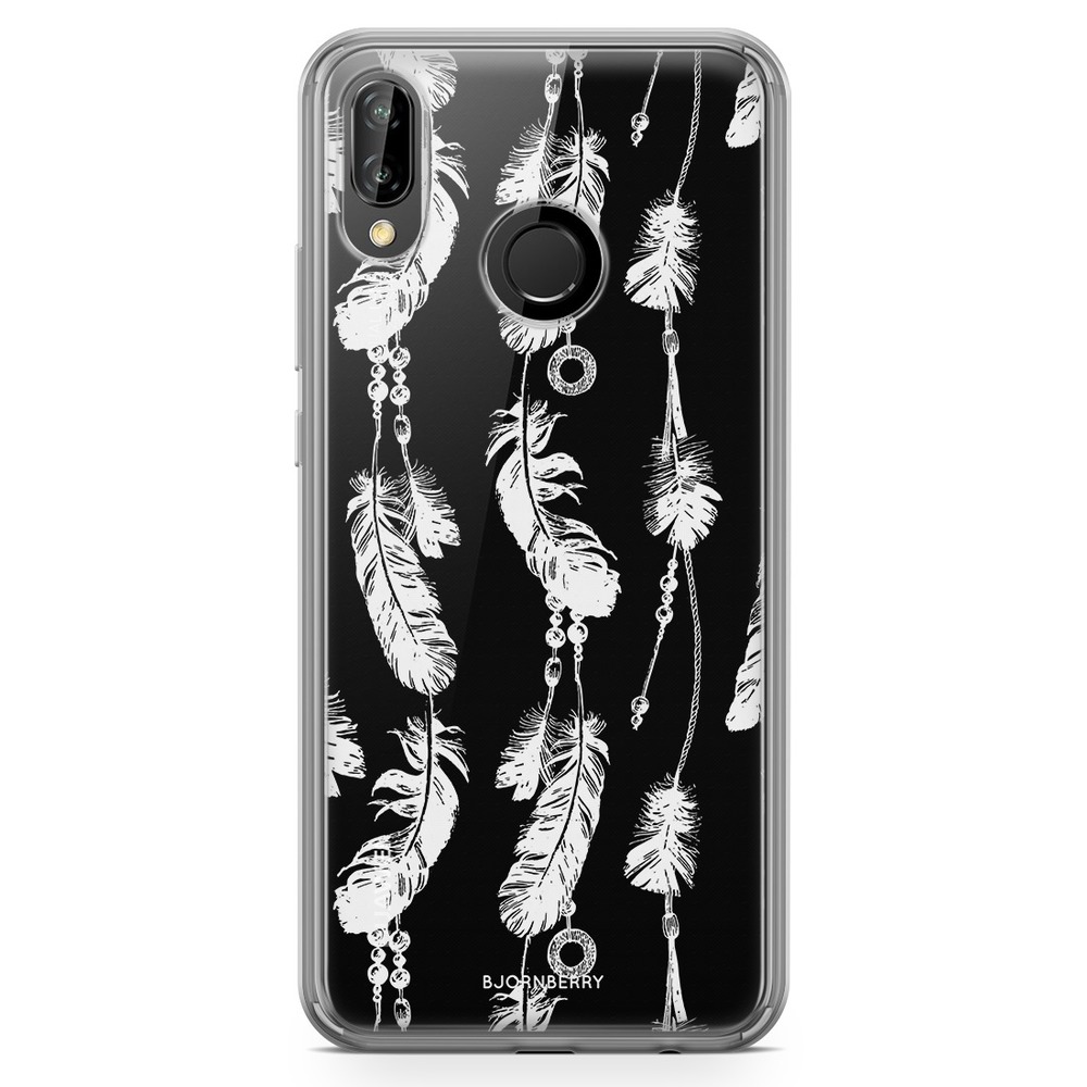 Huawei P20 Lite Fashion Case - White Feathers