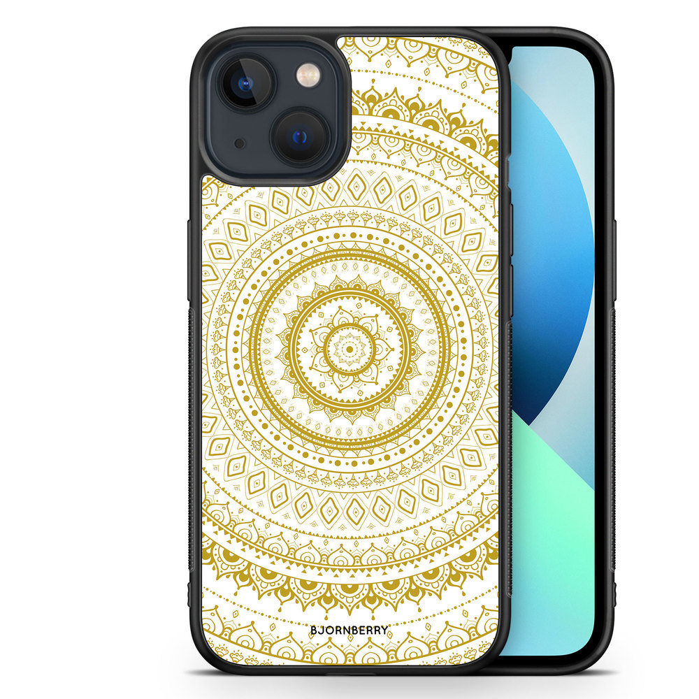 iPhone 13 Mini Case - White Gold Mandala
