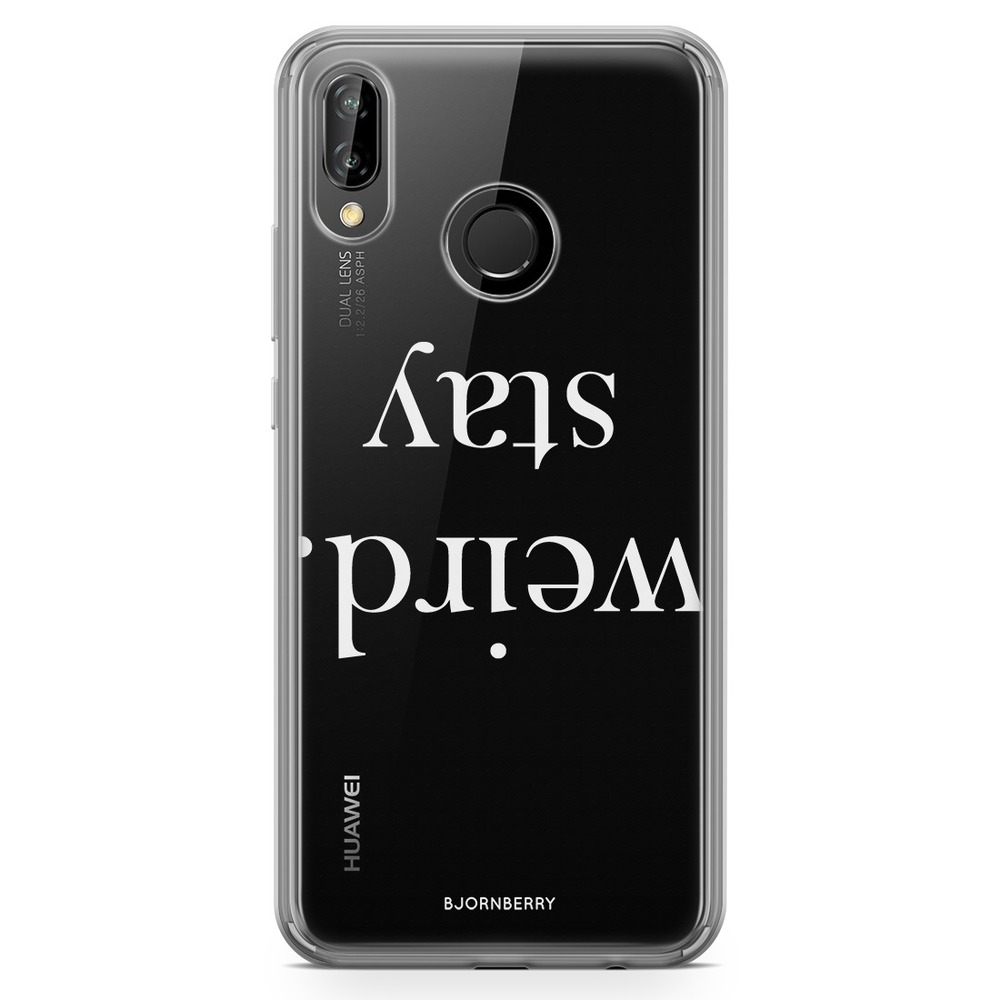 Huawei P20 Lite Fashion Skal - STAY WEIRD Vit