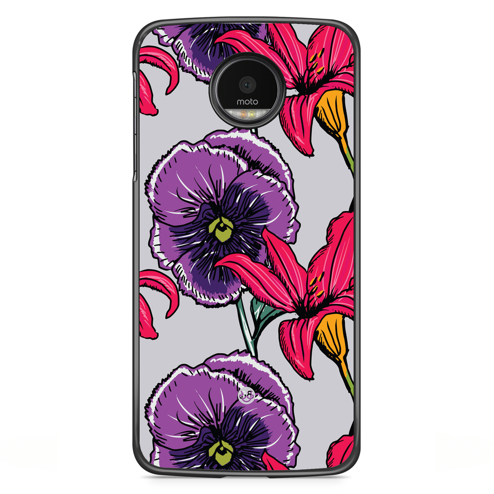 Motorola Moto G5S Plus Skal - Lila/Cerise Blomster