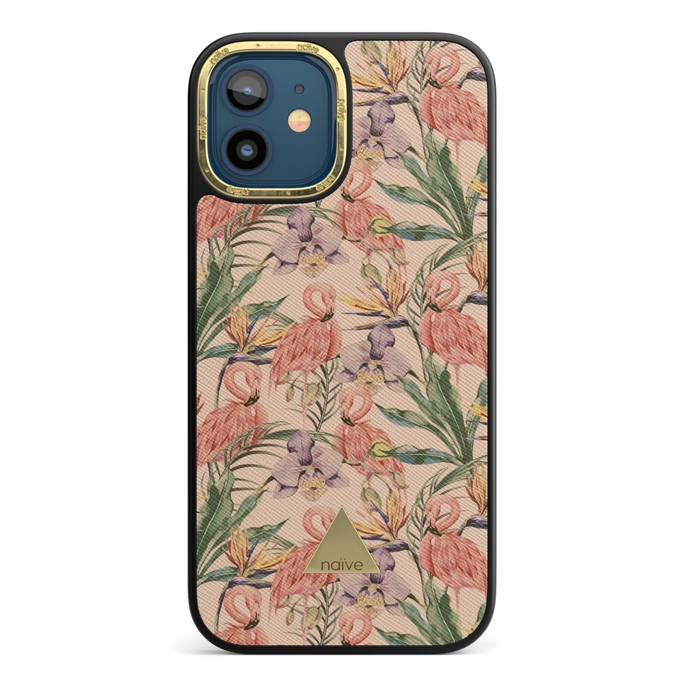 Naive iPhone 12 Mini Case - Flamingos & Flowers