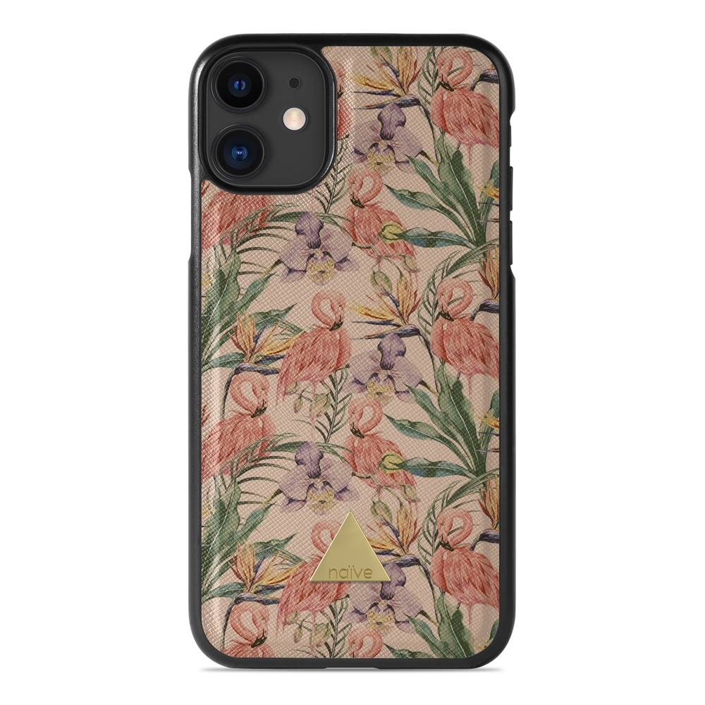Naive iPhone 11 Case - Flamingos & Flowers