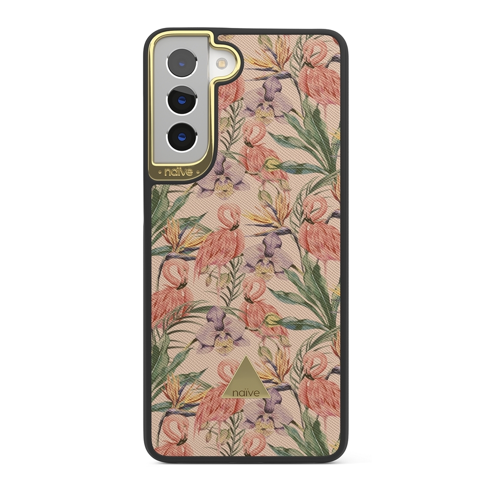 Naive Samsung Galaxy S21 Case - Flamingos & Flowers