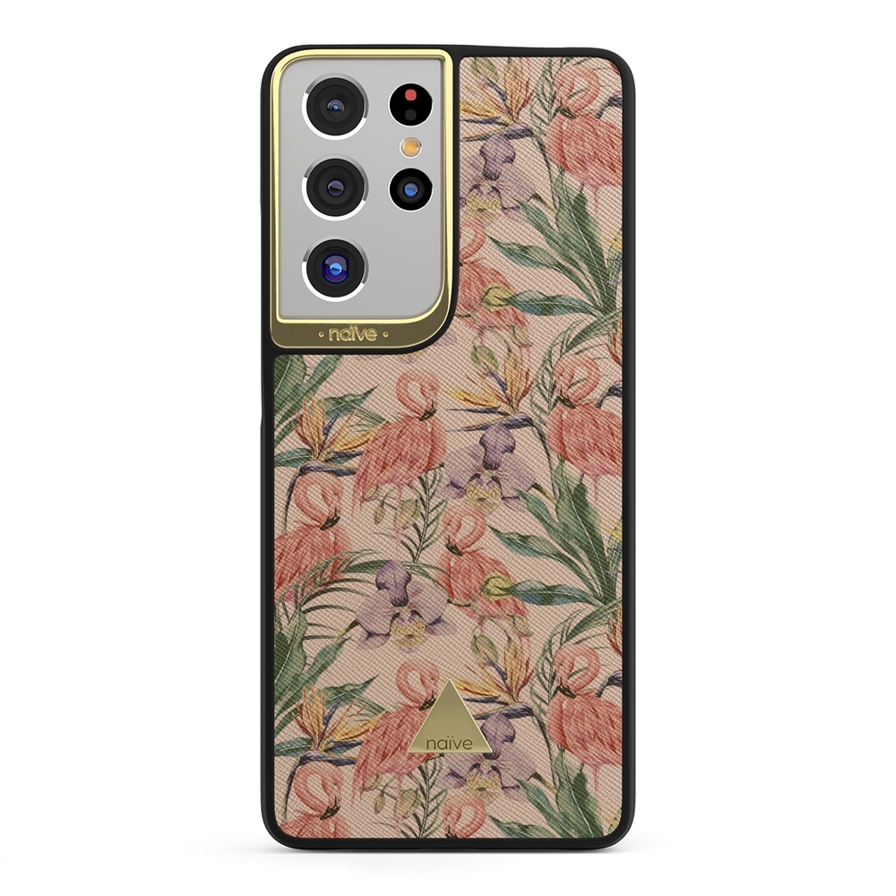 Naive Samsung Galaxy S21 Ultra Case - Flamingos & Flowers