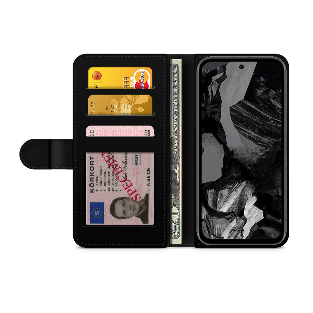 Google Pixel 8a Custom Wallet Case - Black Marble Name - 2