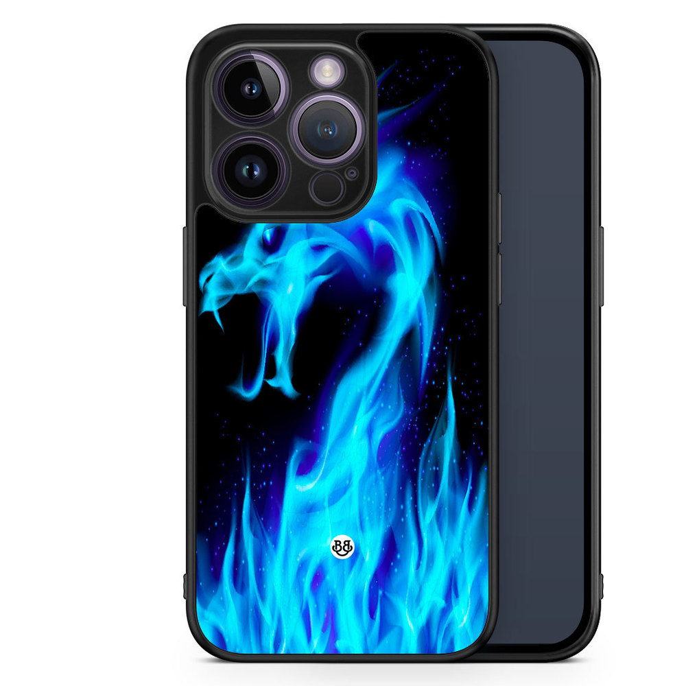 iPhone 14 Pro Case - Blue Flames Dragon
