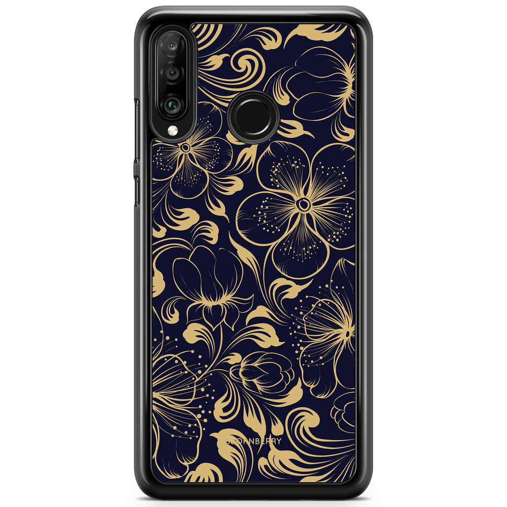 Huawei P30 Lite Case - Dark Blue Flowers