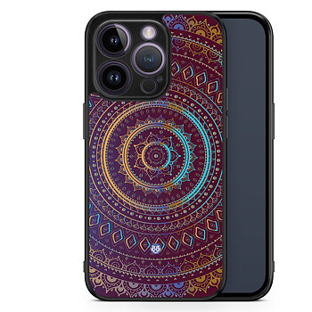 iPhone 14 Pro Skal - Lila/Guld Mandala