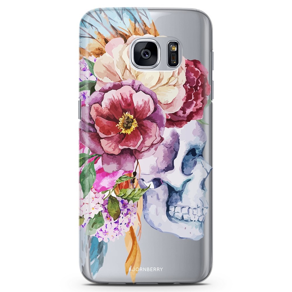 Samsung Galaxy S7 Edge TPU Case - Skull & Flowers