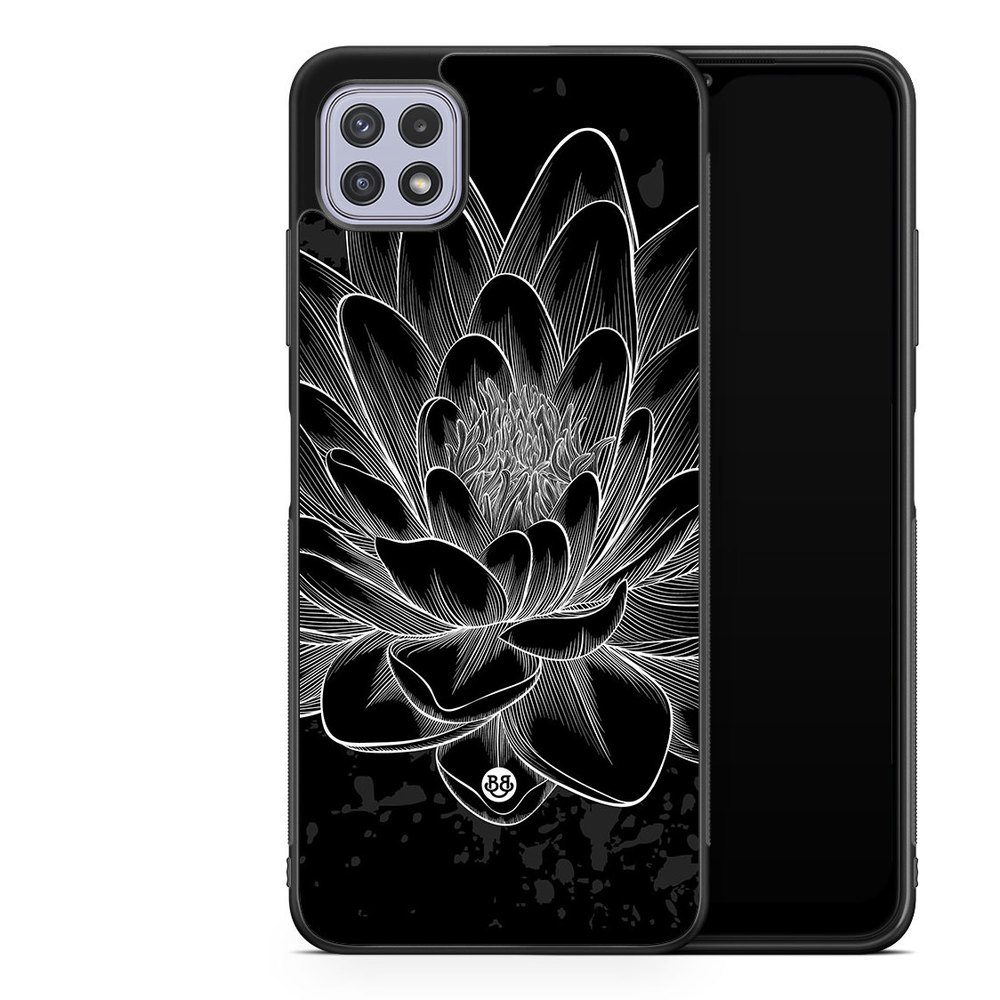 Samsung Galaxy A22 4G Case - Black/White Lotus