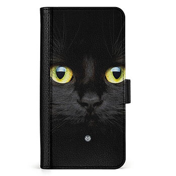 Samsung Galaxy A14 4G/5G Wallet Case - Black Cat Closeup