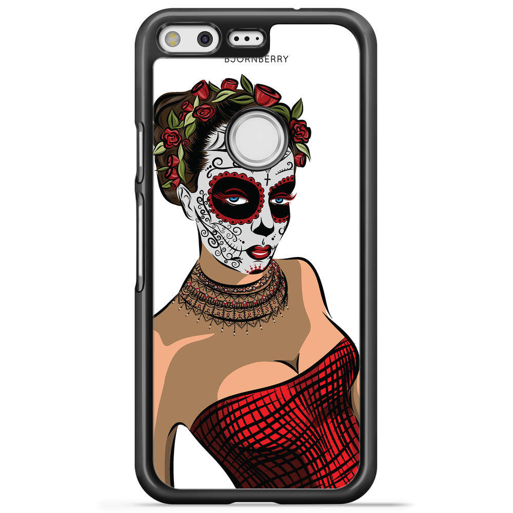 Google Pixel Case - Skull Mask Flowers