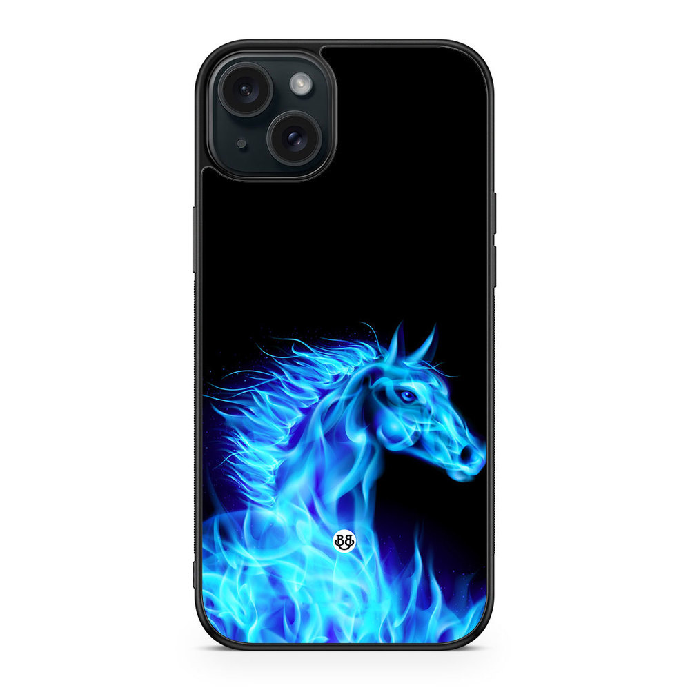 iPhone 15 Plus Case - Flames Horse Blue