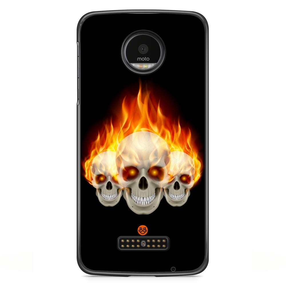 Moto Z2 Play Case - Flames Skulls