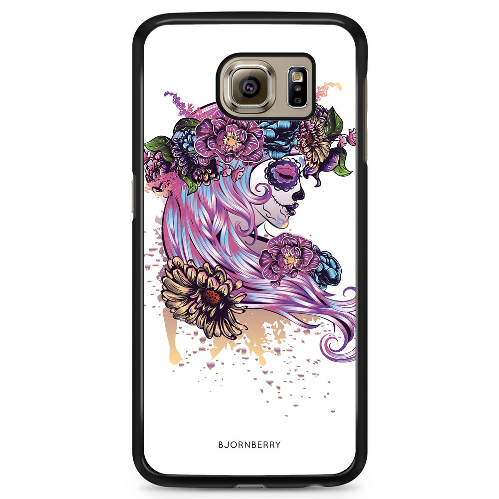 Samsung Galaxy S6 Case - Skull Girl Flowers