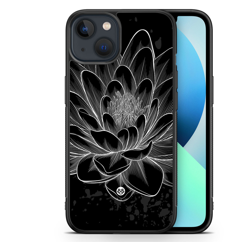 iPhone 13 Mini Case - Black/White Lotus