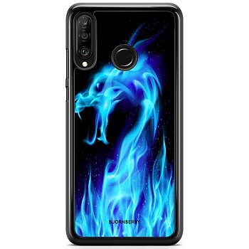 Huawei P30 Lite Skal - Blå Flames Dragon