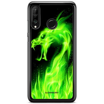 Huawei P30 Lite Skal - Grön Flames Dragon