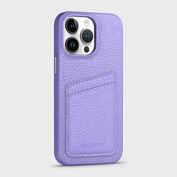 iPhone 15 Pro Max Läderskal med Kortficka - Lila