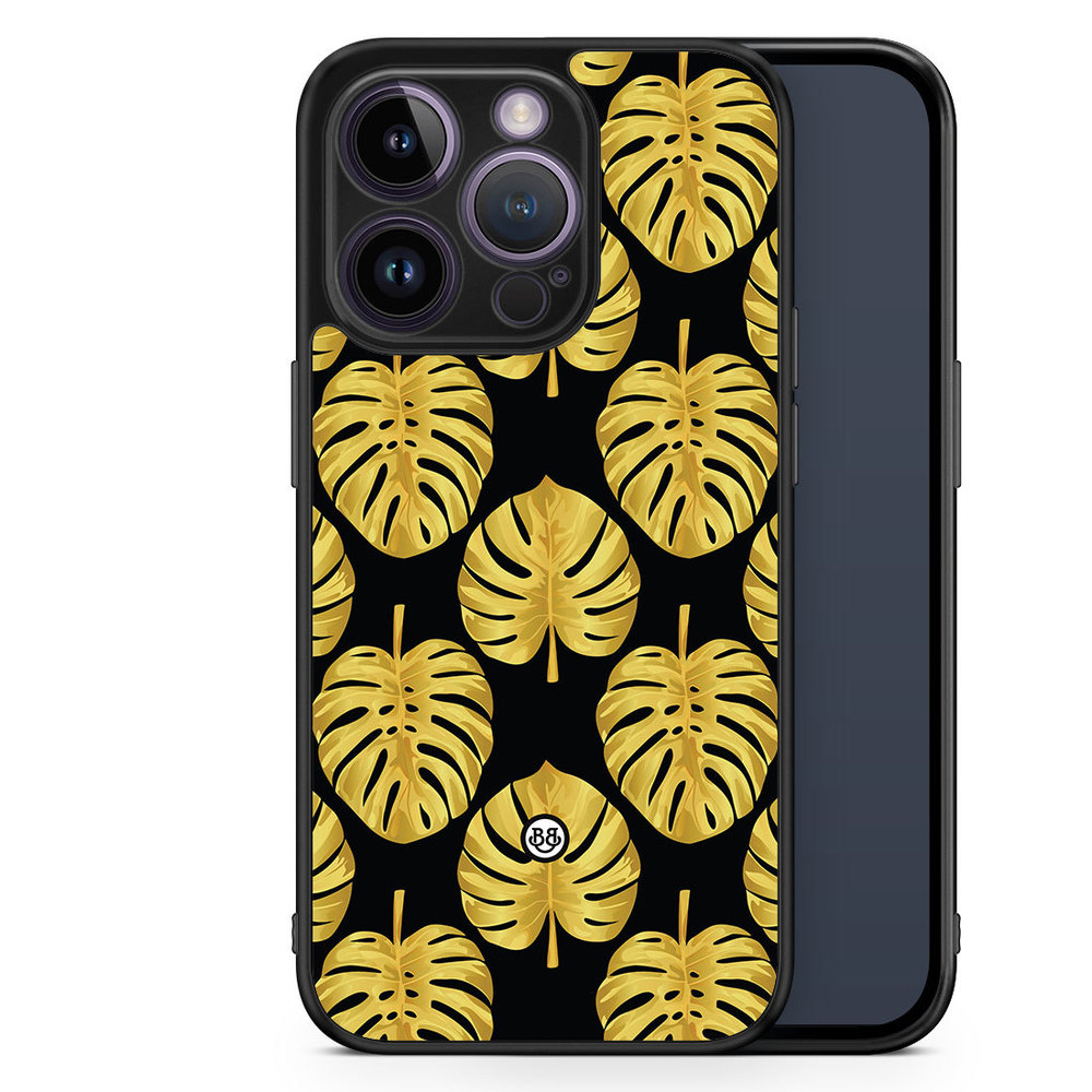 iPhone 14 Pro Case - Gold Monstera