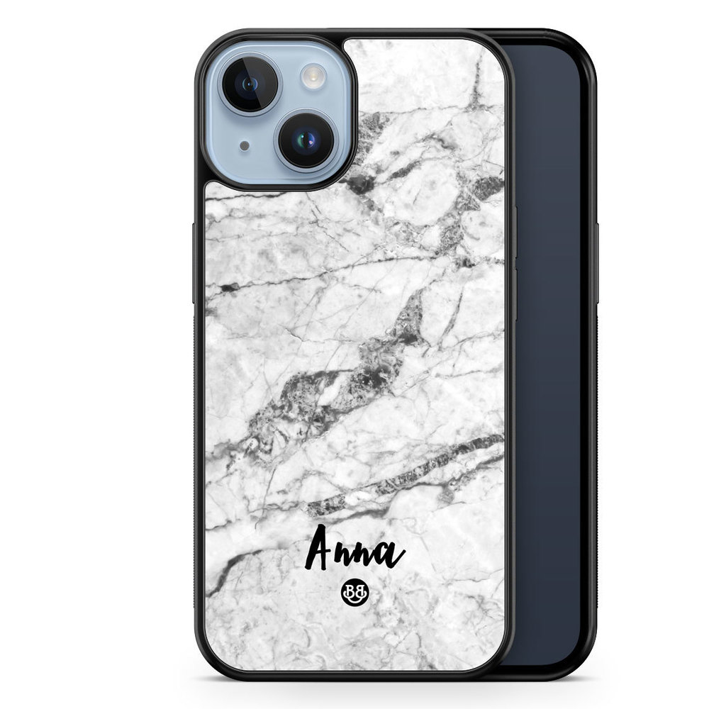 iPhone 14 Plus Custom Case - White Marble Name