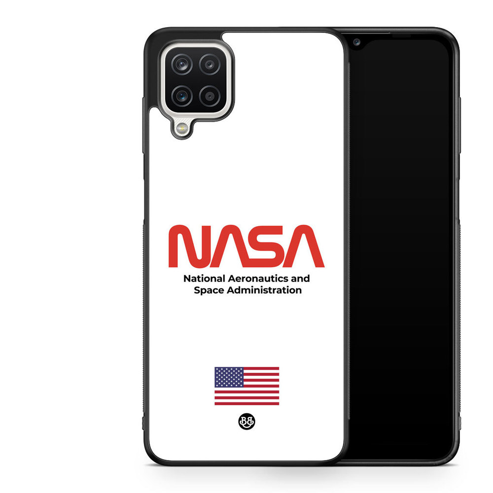 Samsung Galaxy A12 Case - NASA Worm White