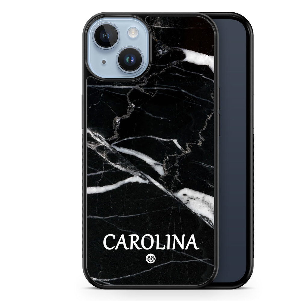 iPhone 14 Plus Custom Case - Black Marble Name