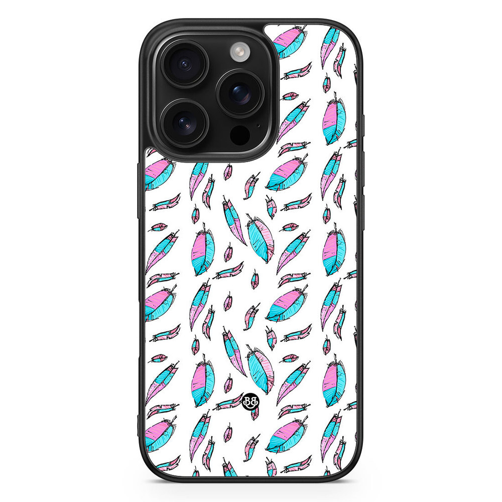 iPhone 16 Pro Case - Pink/Blue Feathers