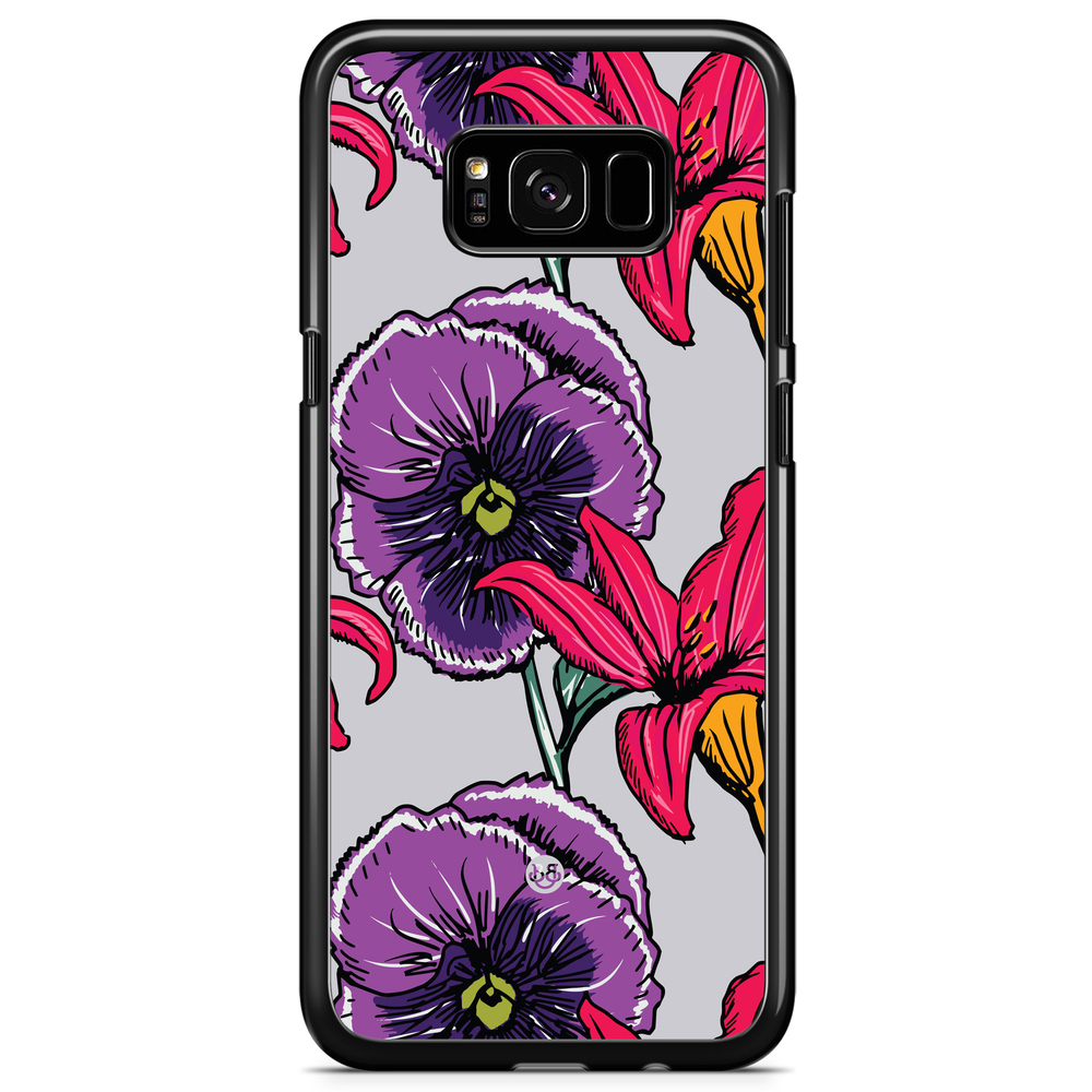 Samsung Galaxy S8 Skal - Lila/Cerise Blomster