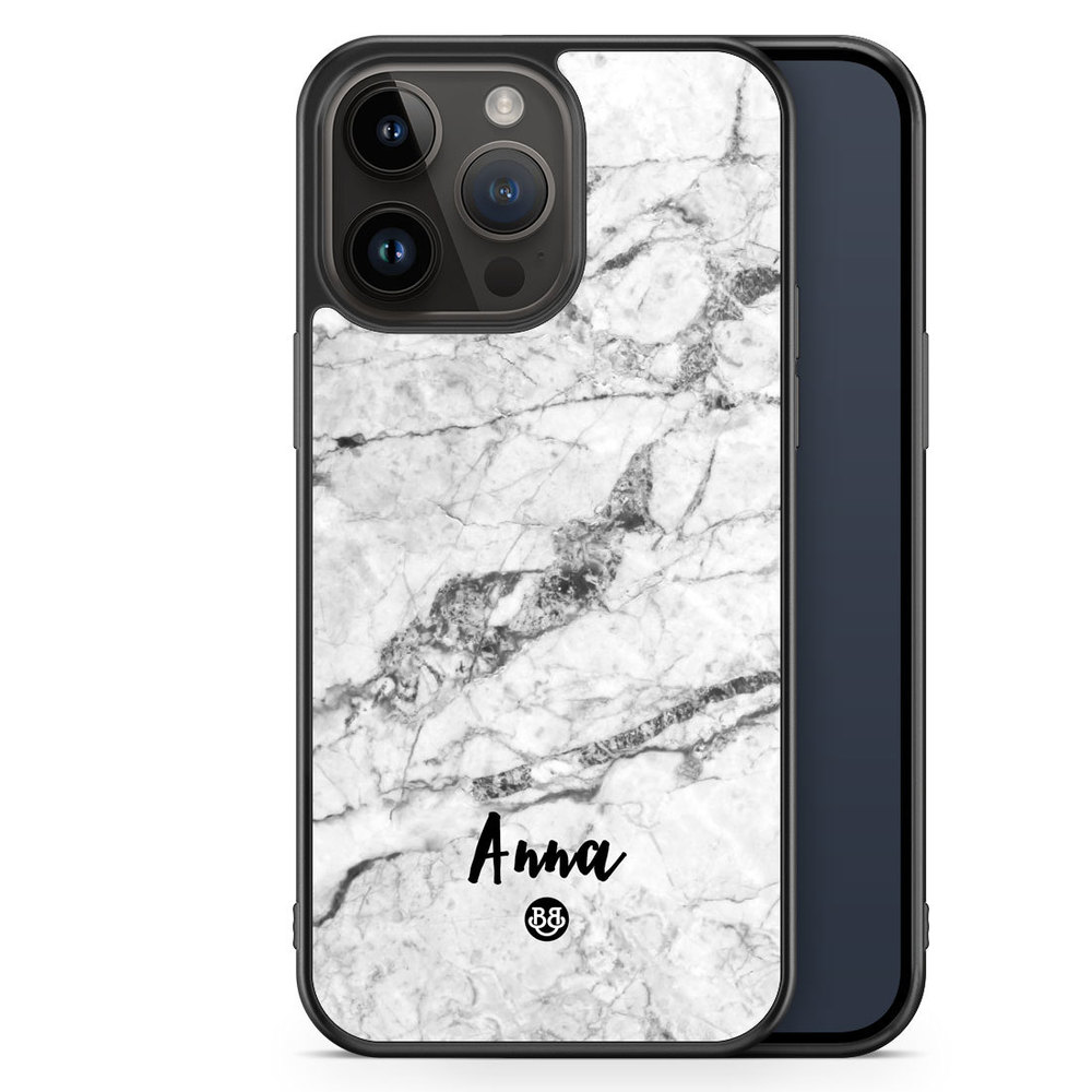 iPhone 14 Pro Max Custom Case - White Marble Name