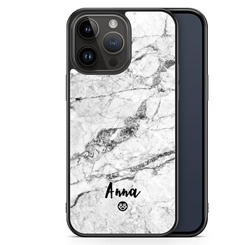 iPhone 14 Pro Max Custom Skal - Vit Marmor Namn