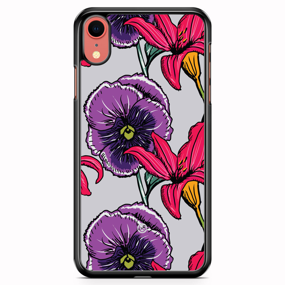 iPhone XR Case - Purple/Cerise Floral