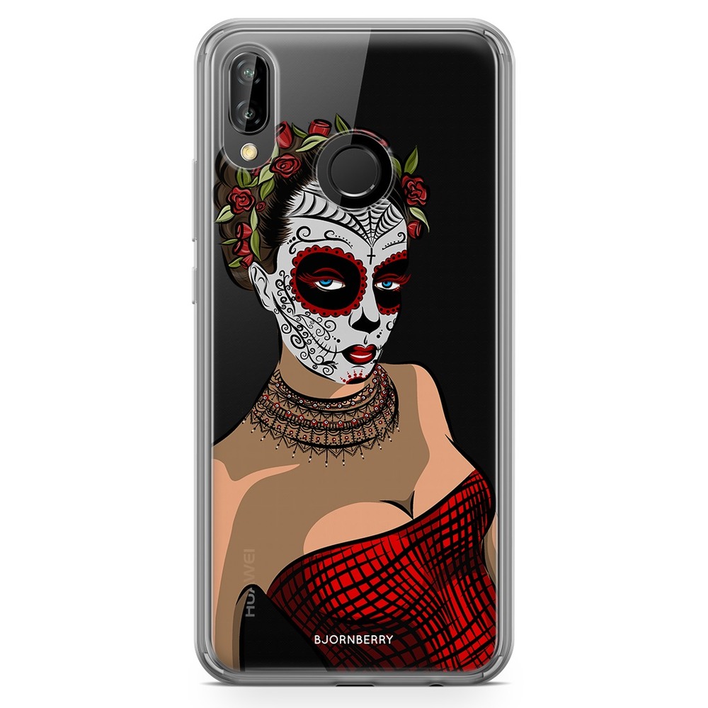 Huawei P20 Lite Fashion Skal - Döskalle Maskblommor