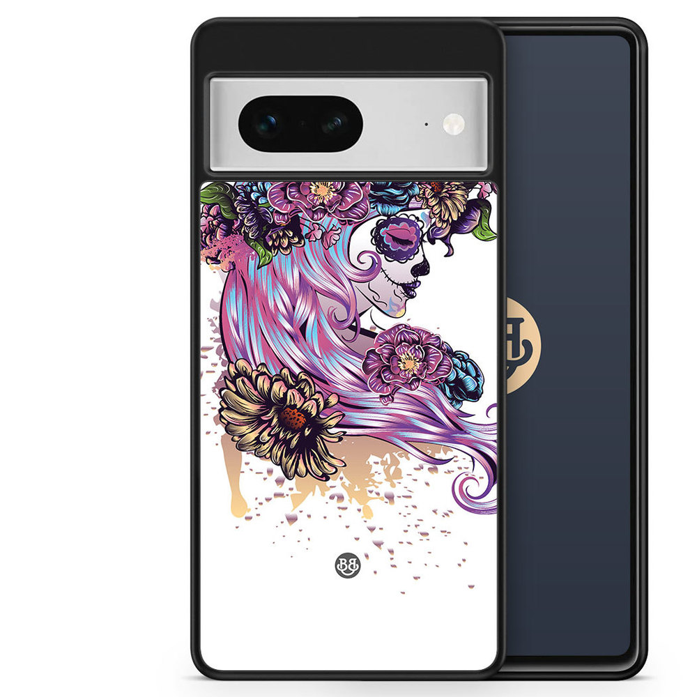 Google Pixel 7 Case - Skull Girl Flowers