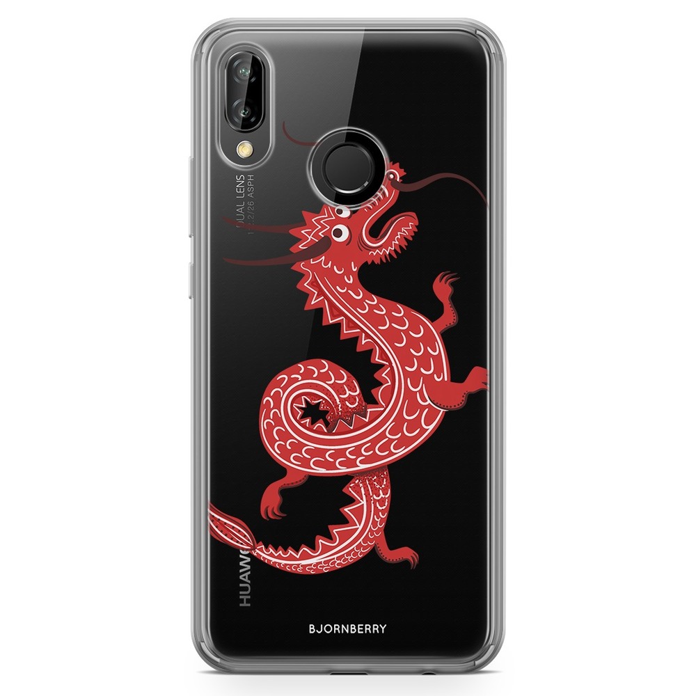 Huawei P20 Lite Fashion Skal - Röd Drake