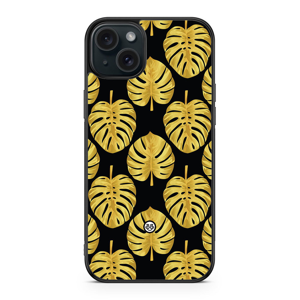 iPhone 15 Plus Case - Gold Monstera