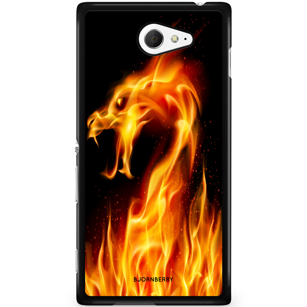 Sony Xperia M2 Aqua Case - Flames Dragon