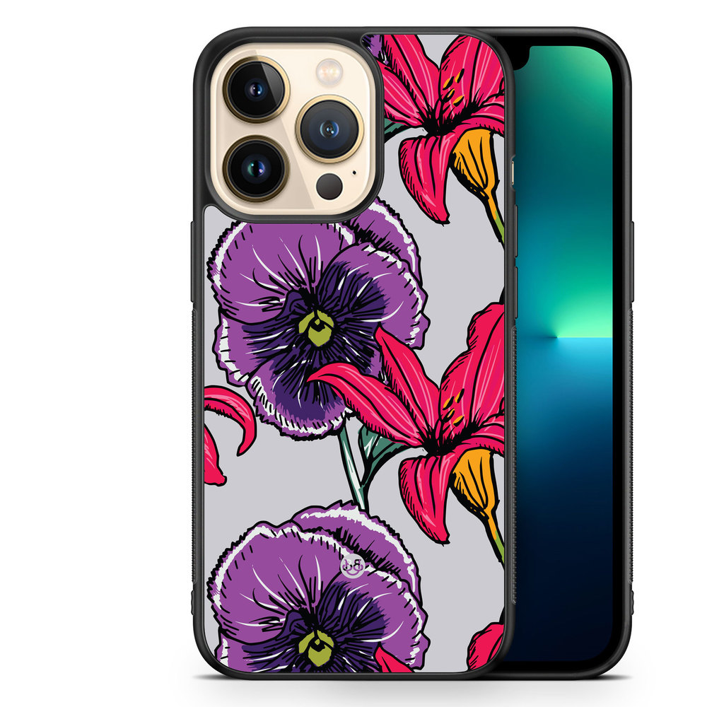 iPhone 13 Pro Case - Purple/Cerise Floral